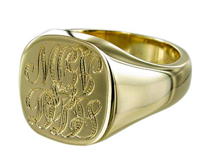 Gold Cushion Signet Ring